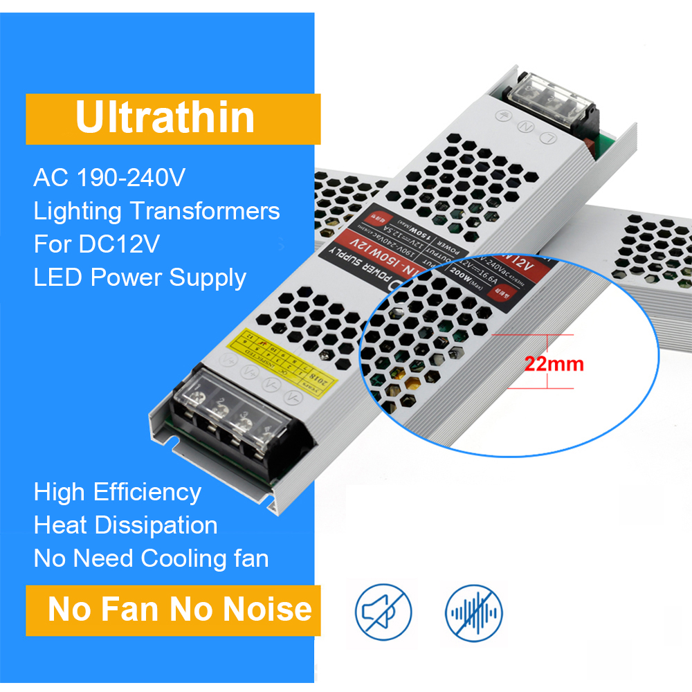 Ultra Thin Lighting Transformer DC12V 24V Power supply Adapter 60W 100W 150W 200W 300W 400W LED Driver For LED Strips