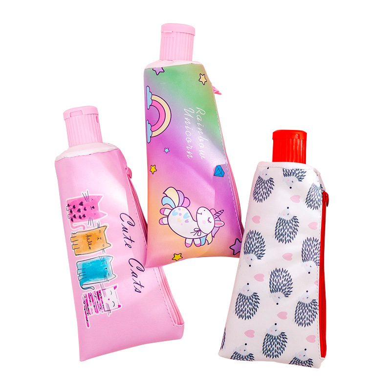 1 Pieces Lytwtw's Kawaii Cute Toothpaste Styling Pen Pencil Bag PU School Stationary Pouch Case With Pencil Sharpener