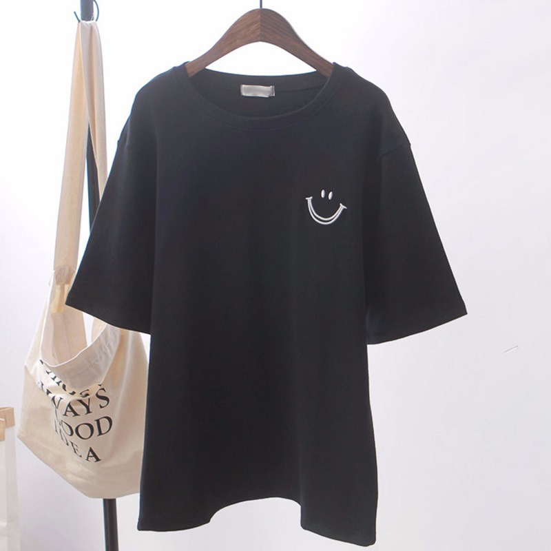 2020 t-shirt Top T Shirt Women Tshirt Loose Smile White Short Sleeve Girls New Woman Generation WBXT211