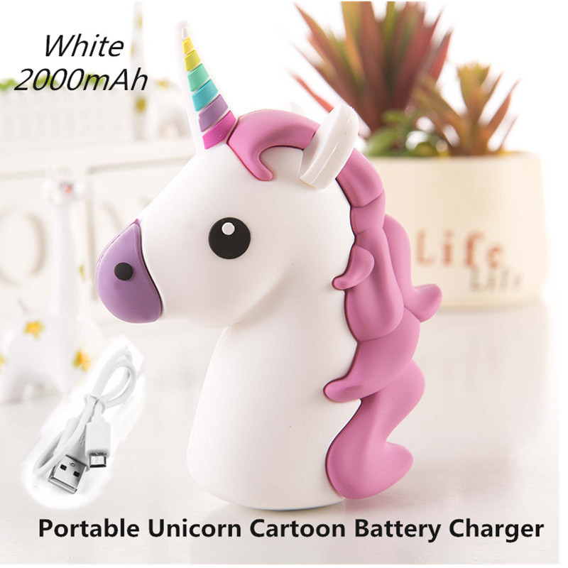 2000mAh Portable Power Bank Charging Case for iPhone Samsung Huawei OPPO Unicorn Cartoon Power Bank USB Battery Charger Case