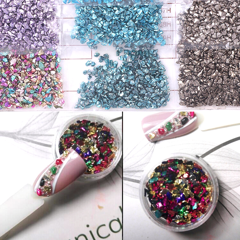 20g/Bag 3D Irregular Broken Stone Mix Gems Nail Art Micro Rhinestones Glitter Irregular Irregular crushed Broken Glass Stone, 66