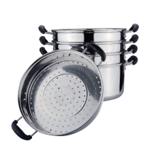 Stainless steel food stock pot with steamer grid