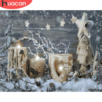 HUACAN DIY Pictures By Number Winter Kits Drawing On Canvas Painting By Numbers Landscape Hand Painted Paintings Home Decor