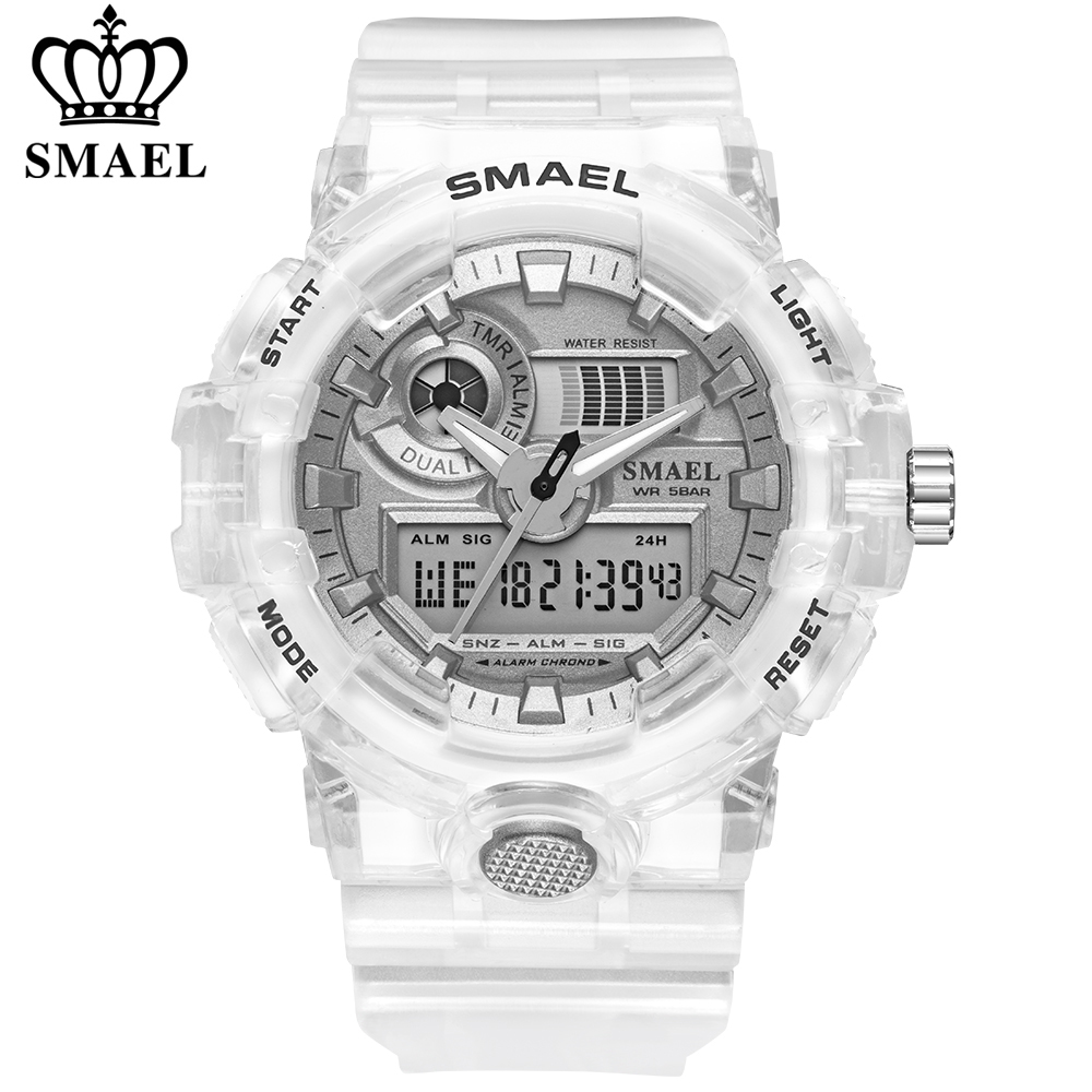 SMAEL Sport Watch Men Waterproof Top Brand Digital Watches Quality Plastic Watch Band Dual Display Wristwatch Relogio Masculino