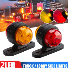 2PCS 12-24V Universal Red Amber Corner Side Marker Lights Turn Signal LED Light Blinker Indicator Lamp for Truck Trailer Van Bus