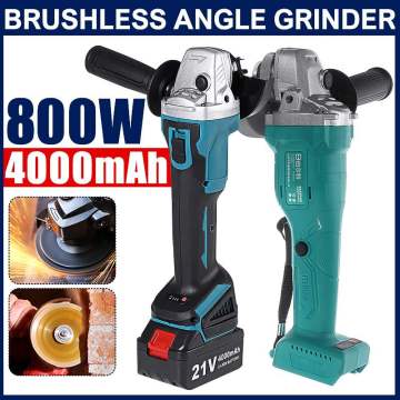 21V Cordless Brushless Lithium-Ion Angle Grinder Grinding Power Tool Cutting Grinding Machine Polisher 2pcs 4000mAh Battery