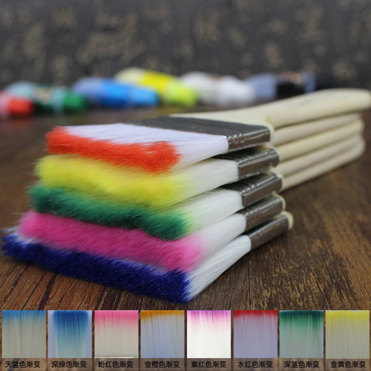 6pcs/Set,Watercolor many color Nylon Hair wooden cleaning painting art brush board brush Watercolor Painting Brush Oil Paint