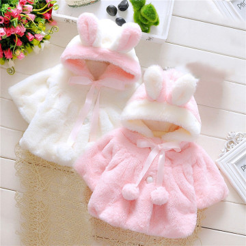 Newborn Baby Girl Clothes Hooded Fleece Fur Coat Jacket Kid Winter Snowsuit Warm Rabbit Bunny Outerwear Clothes Infant Outfit