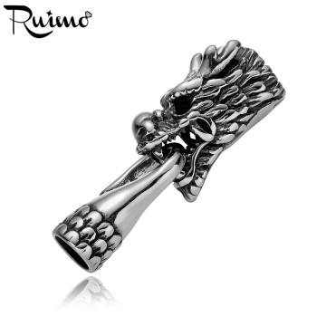 RUIMO 316L Stainless Steel Dragon Head Connnectors For DIY Leather Bracelet Jewelry Making 6mm Round Hole Connector Accessories