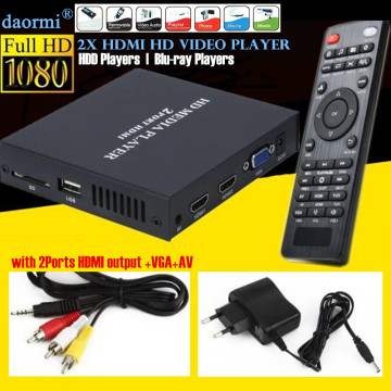 Mini Full HD 1080P USB External HDD Player Host Support MKV AVI U Disk SD MMC 2xHDMI Media Video Player IR Remote Blu-ray Player