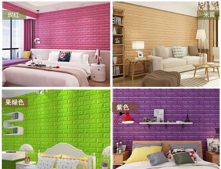 Thick 3D Brick Wall Stickers Wallpaper Decor DIY Foam Waterproof Wall Covering Wallpaper For Kids Living Room TV Background