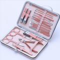High Quality Pink Rose Gold Manicure Set Nail Clippers Scissors Multifunction Stainless Steel Tweezer Set Multiple Optional
