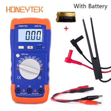 HONEYTEK Capacitance Meter Capacitor Electronic Measuring Capacitance Tester +Capacitor Tweezers Test Clip Lead Probe 6013L