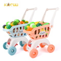 Children Handcart Toys Simulation Supermarket Hand Trolley Shopping Cart Fruits Groceries Cart Cutting Cake Kids boy girl Gift