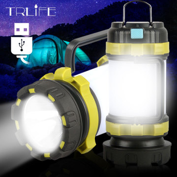 3000mAH LED Searchlight Camping Lantern Portable Spotlight USB Built-in Battery Handheld Flashlight Hunting Torch Waterproof
