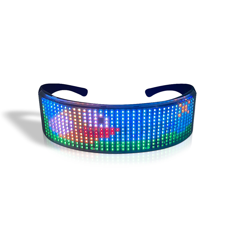 Transparent rechargeable LED flashing glasses party club LED glasses with bluetooth programmable digital LED display screen