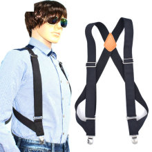 2021 Men Women Shirt Wide Stay 3.5cm Trouser Pants Clip-on Braces Pu Leather Chic Elastic Alloy Metal Head Adjustable Suspenders