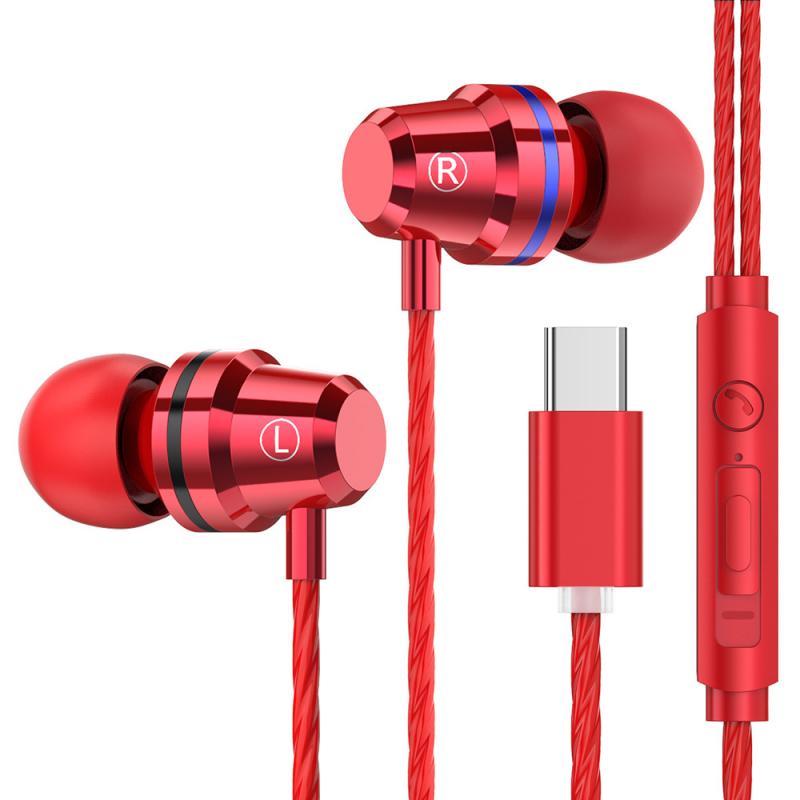 Type-c In-ear Earphones Metal Noise Reduction Bass Stereo Earbud With Mic And Line Control For LeTV Millet