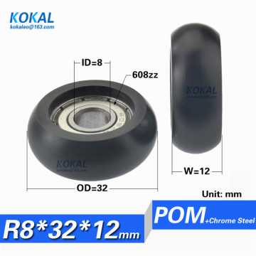Free Shipping 608zz bearing POM coated roller wheel single 8*32*12 roller wheel bearing roller