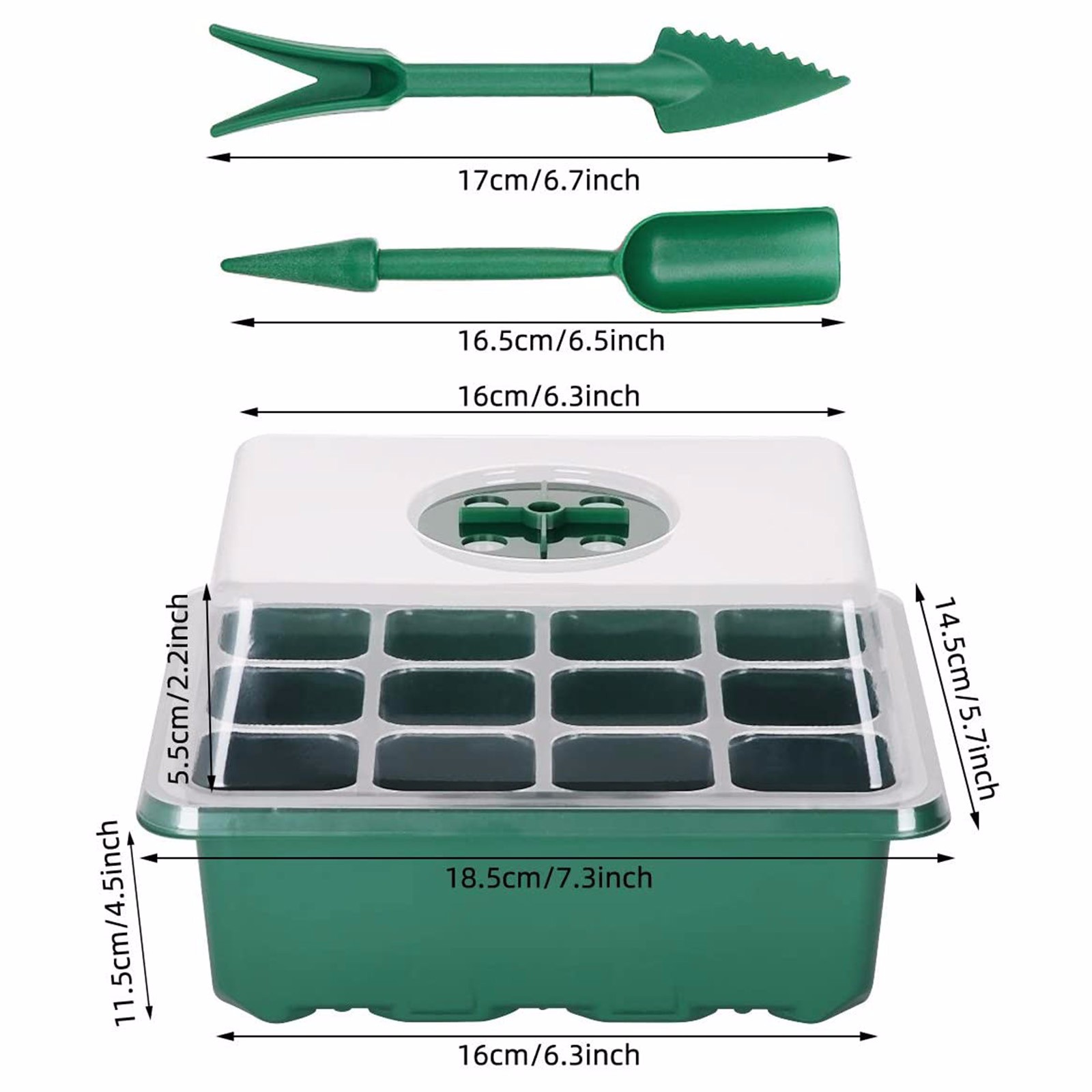4# 10-pack Seed Starter Trays Seedling Tray (12 Cells Per Tray) Humidity Adjustable Seeds Nursery Tool Peat Pellets Seeds Start