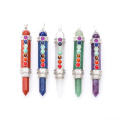 Natural stones Pencil Point Pendulum for dowsing 7 Chakra Wand Reiki quartz crystal pendant pendulo Meditation Spiritual Gift