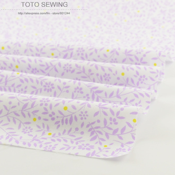 White cotton fabrics purple leaves 50cmx160cm/piece tilda telas for bedding home textile cloth patchwork free shipping