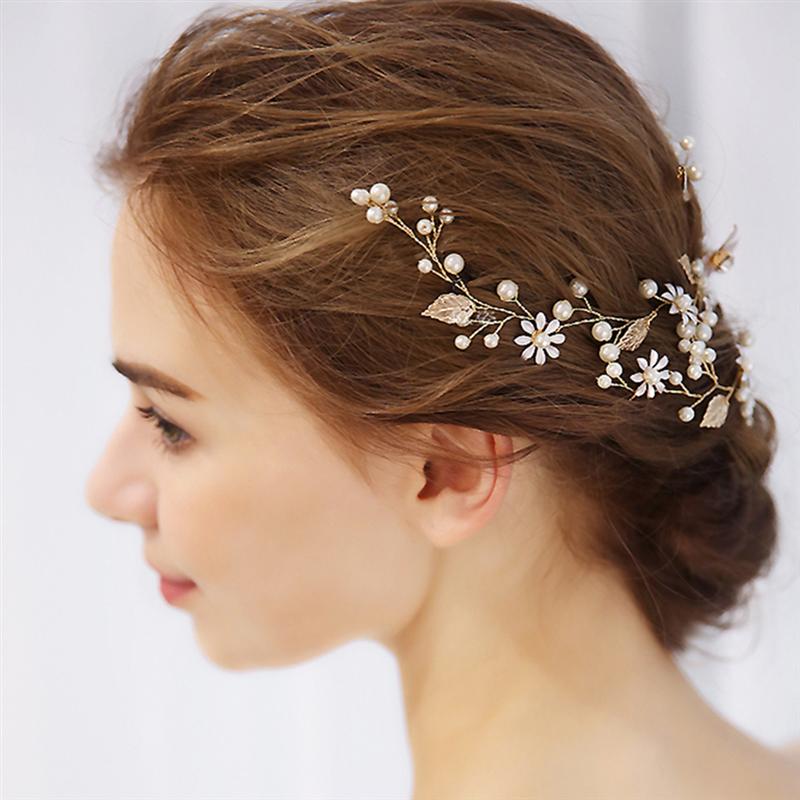 Wedding Headband Handmade Pearls Leaf Flower Bridal Headpieces Headwear Hair Accessory For Wedding Hair Decoration