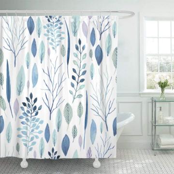 Shower Curtain Blue Winter Cute Watercolor Flower Pattern Big of Floral Save The Date and Many More Bathroom Curtains