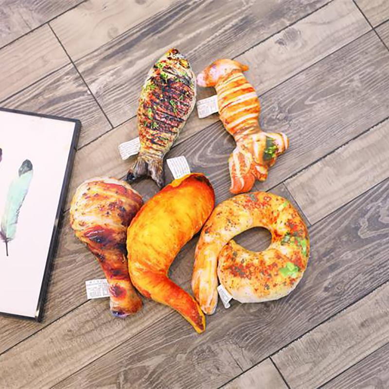3D Plush Pillow Creativity Simulated Grilled Food Cushion Soft Stuffed Backrest Toys Lifelike Funny Birthday Gift For Children