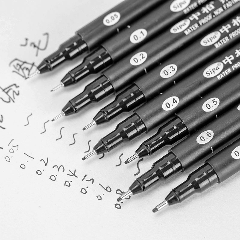 8pcs Fine Line Drawing Pen Set Multi Nib Water Proof Pigment Ink Liner Marker for Comic Sketching Art Design School A6984