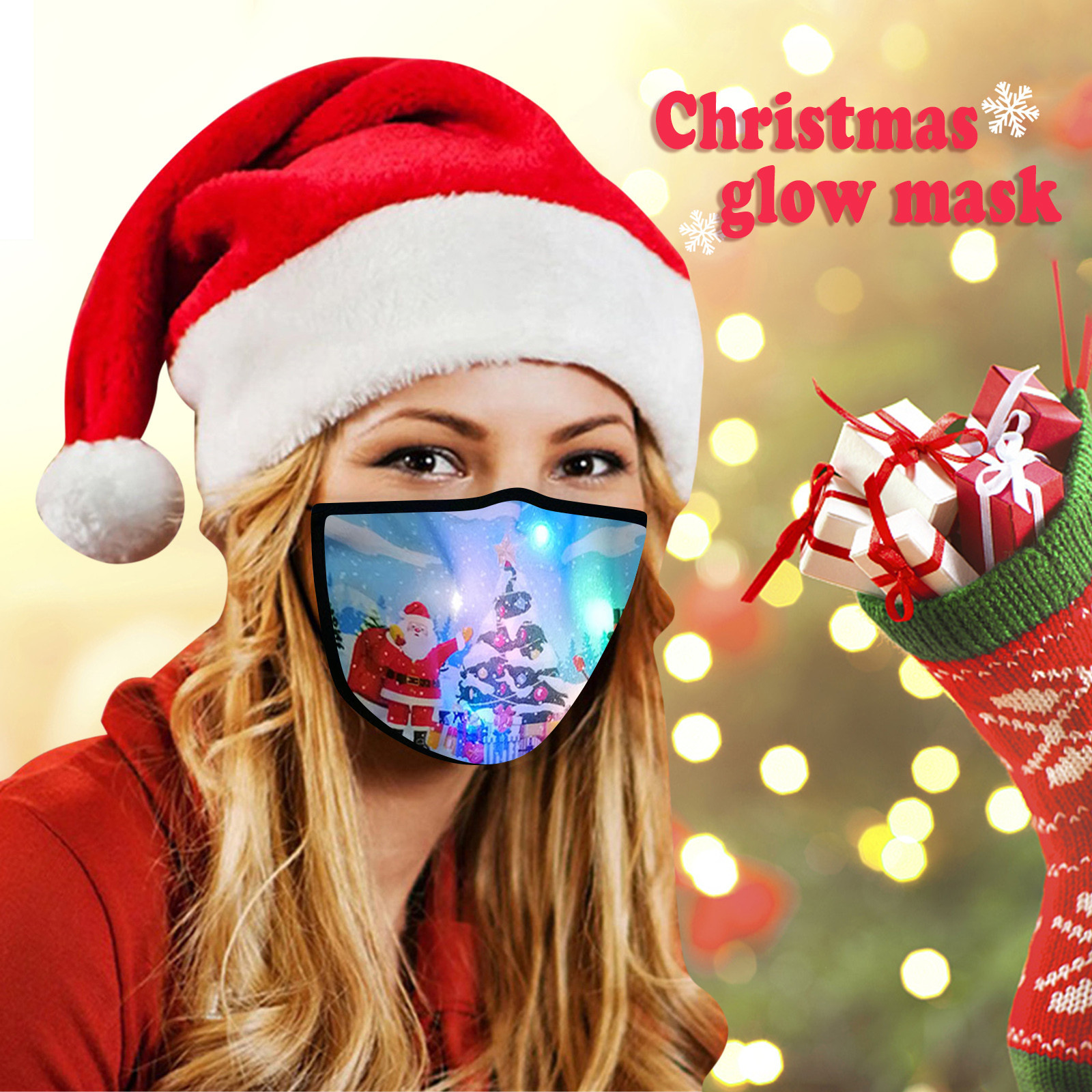 Masque lavable LED Light Up Christmas Glowing Men Women 3PCS reusable facemask cubre bocas mascara facial Halloween cosplay