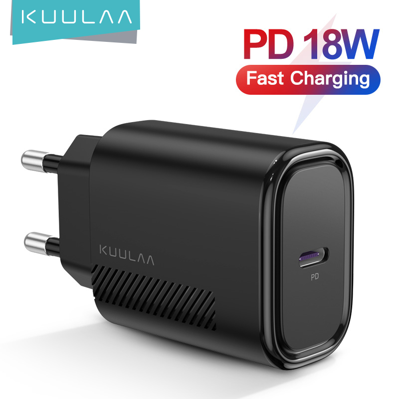 KUULAA PD charger 18w usb c fast charger For xiaomi mi 9 10 phone charger adapter QC 4.0 3.0 For iPhone 11 Pro Max XS EU US Plug