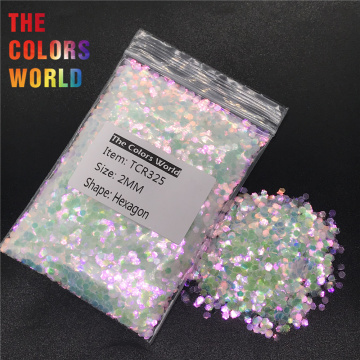 TCR325 White Iridescent Rainbow Hexagon Shape Nail Glitter Nail Art Decoration Body Glitter Gel Eye Shadow Makeup Face Paint DIY