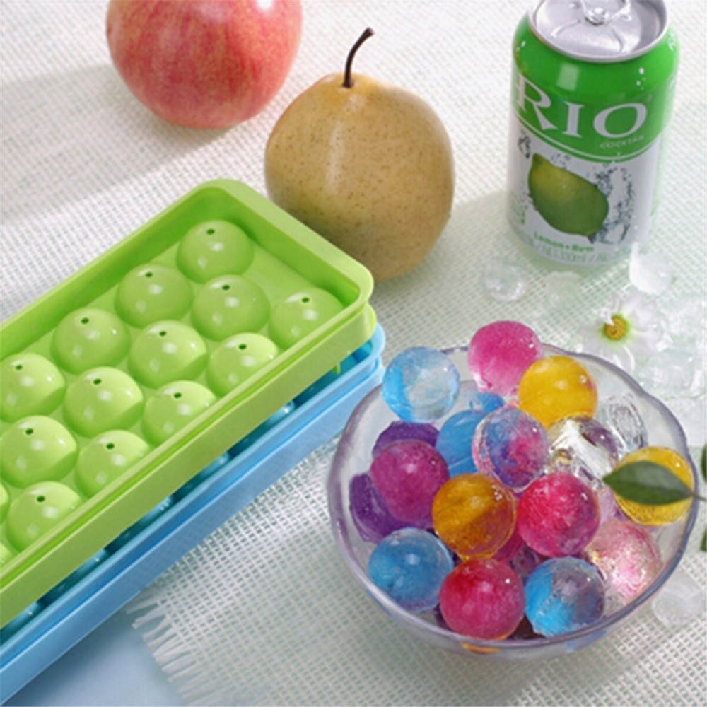 Creative Plastic Ice Globe Cube Tray 14 Grid Round Ice Ball Mold With Flexible Release Ice Cube Maker Bar Kitchen Tools