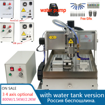 CNC Wood Router 3040 3 4 axis with water tank pcb copper iron steel aluminum metal engraving machine 800W 1.5kw 2.2kw spindle