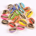 Natural Cut Cowrie Shells Golden Plated Seashell Conch Beads Tribal Jewelery Handmade Craft Accessories DIY trs0307