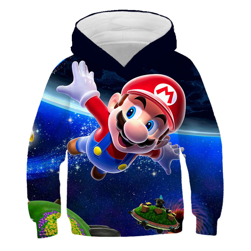 Children Mario Pullover Sweatshirts Boys Girl Kids Mario Bros Hoodies Tops Boys Autumn Clothes Boys Fashion Cartoon Sweatshirt