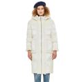 long women's white duck down jacket fluff puffer quilted coat Lamb hair splicing hood lightweight parka cotton clothes AA1906306