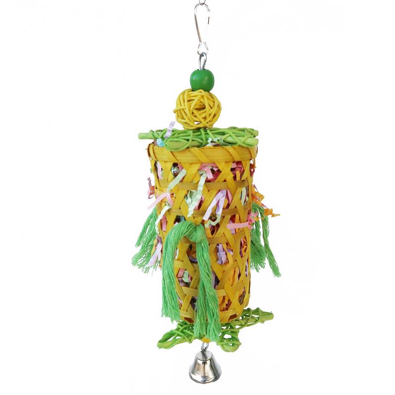 1pc Parrot Hanging Toy Anti-Biting Parrot Cage Foraging Toy Chewing Toy With Bell Pet Supplies Random Color