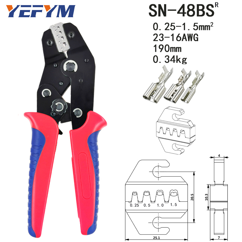 Crimping pliers SN-48BS 8 jaw kit package for 2.8 4.8 6.3 VH2.54 3.96 2510/tube/insulation terminals electrical clamp tools