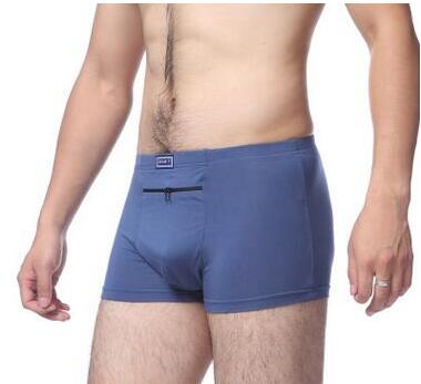 Dropshipping Men's anti-theft underwear big pockets Boxer four quarter anti-theft briefs , single zippers Panties