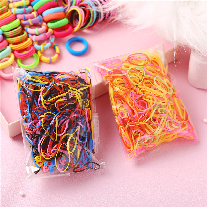 Mixed Rainbow Colorful Elastic Hair Bands Rope Mini Flower Hair Clips Grip Claw Barrettes Set Rubber Bands Hair Accessories