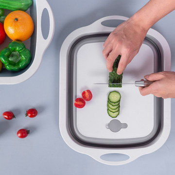 Multifunctional Kitchen Chopping Block Foldable Cuttingboard Plate Washing Basket Basin Drain Organizer Kitchen Accessories