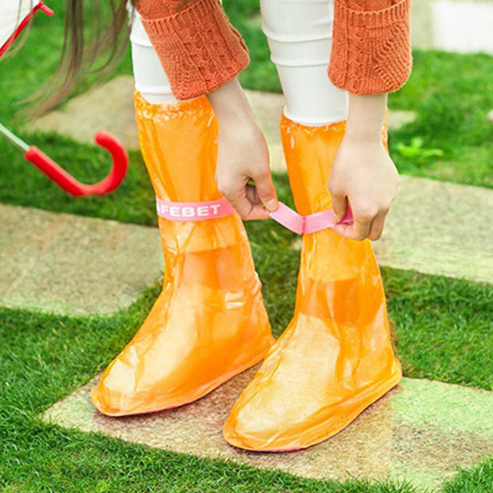 1pair Rain Shoe Covers Ribbon High-Top Anti-Slip Reusable Rain Shoes Case Unisex Waterproof Protector Shoes Boot Cover J0126