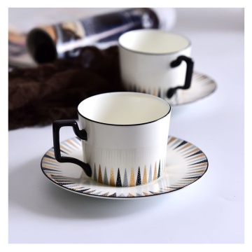 Fashion American Style Modern Deisgn Coffee Tea Set Cup and Saucer Geometry for Business Gift Restaurant Use House Use 200ml