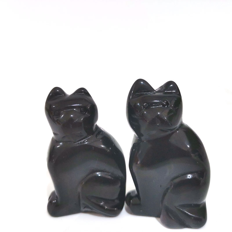 Natural Crystal Carved Craft Crystal Cat Healing Stone Figurine Reiki Mini Animal Art Decorative Feng Shui Gift