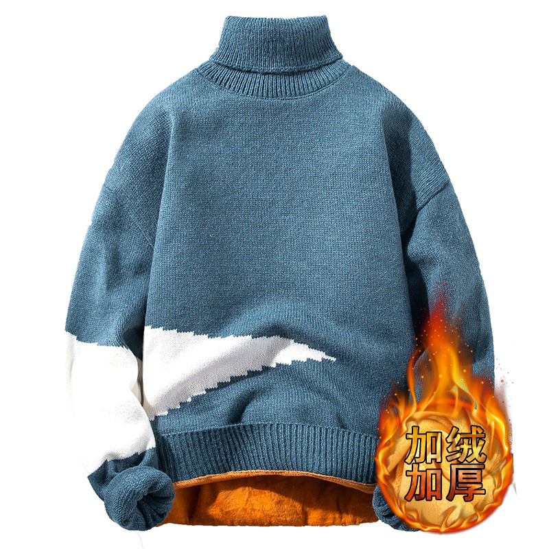 L-4XL New Winter Super Keep Warm Mens Sweaters Men's Turtleneck Soft Fleece Pullover Knitted Plus Velvet Thick Sweater Men Tops