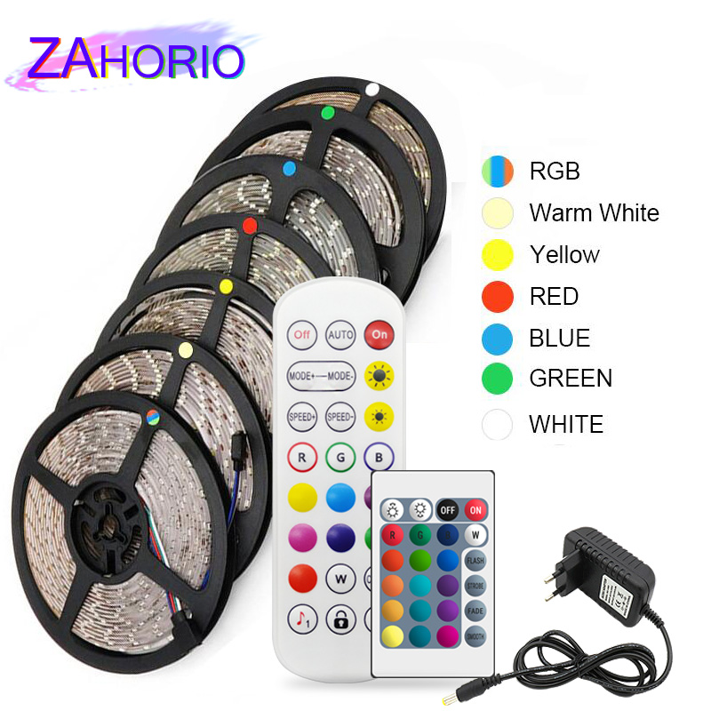 RGB 300 LED strip light 5m 60LEDs/M SMD 2835 White Warm White Red Blue Luces LED strip 12V Waterproof flexible Tape rope stripe
