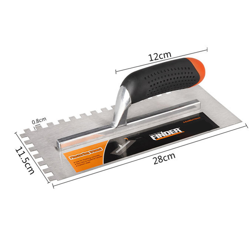 FINDER Tooth Shapes of Stainless Steel Blades, with a Wooden Handle Plastering Trowel Structure Concrete Spatula Tool 28x11.5cm