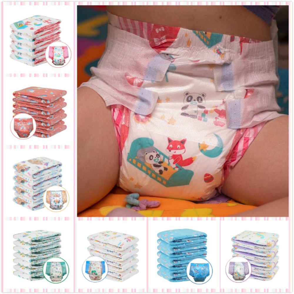 ABDL Adult Diaper Lover Cute Print Patterns Elastic Waistline Diaper DDLG Adult Baby Onesies Absorption 6000ML Diaper